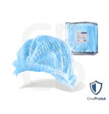 Charlottes jetables pour cheveux OneProtek à base de PP recyclé - 100 Pièces (Bleu) - Double élastique - Bouffants respirants et résistants