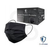 Boîte de 50 Masques Médicaux 3 Plis EN14683 Type IIR Noir - Confortables et élastiques résistants