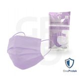 Sachet de 10 Masques Médicaux 3 Plis EN14683 Type IIR Lilas (Violet pâle) - Confortables et élastiques résistants