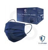 Boîte de 50 Masques Médicaux 3 Plis EN14683 Type IIR Bleu Marine - Confortables et élastiques résistants