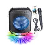 Inovalley Hp74bth - Enceinte Lumineuse Karaoké Bluetooth 20w - Lumiere Led Multicolore - Port Usb, Radio Fm, Entrée Micro, Aux