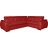 Canapé D'angle En 100% Cuir De Luxe Italien , 5 Places Cintia, Couleur Rouge Foncé, Angle Droit