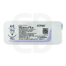 Sutures VICRYL™ PLUS antibactériennes Vectral 4/0 3/8 Cercle 16 mm - Boîte de 36 fils