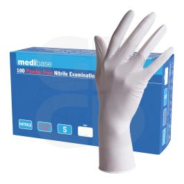 Gants Nitrile Medibase Non Poudré Blanc L - 8/9 - Boîte de 100