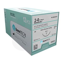 Suture nylon monofilament non résorbable DemeLON 5/0 3/8 19mm 75 cm - Boîte de 12