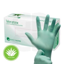 Gants Latex Veratex Non Poudré Aloé Vera Vert XS - 5/6 - Boîte de 100