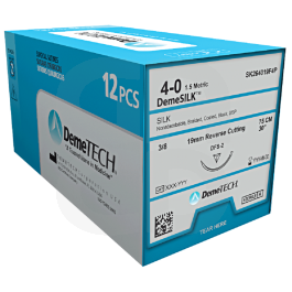 SUT SOIE 4/0 RC 1/2 19 MM 75CM (12) DEM